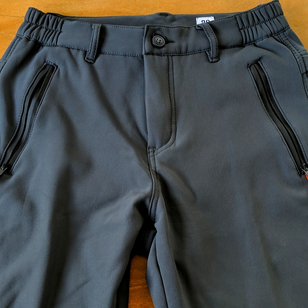 Thermal Tech Pants, grey, size 28, warm black fleece interior